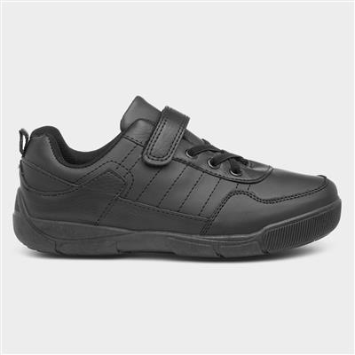 Leo Boys Easy Fasten Black Shoe