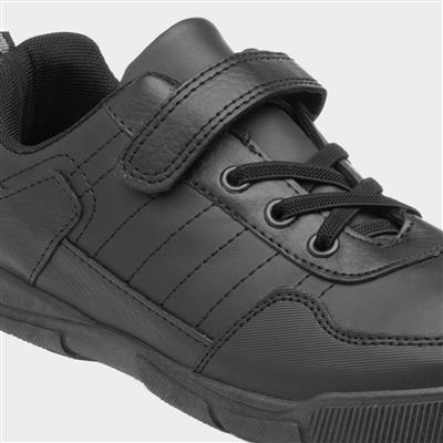 Boys Easy Fasten Black Shoe