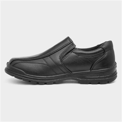 Boys Black Slip On School Shoe