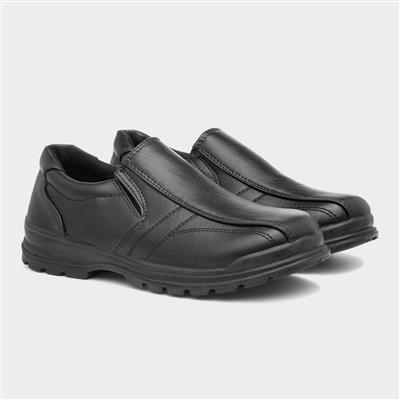 Boys Black Slip On School Shoe