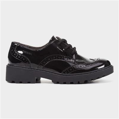 Girls J Casey G N Lace Up Black Patent Shoe