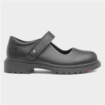 Violet Girls' Black School Shoe