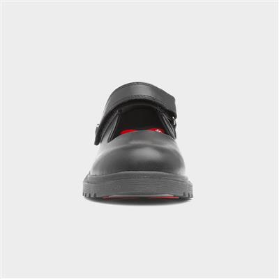 Violet Girls' Black School Shoe