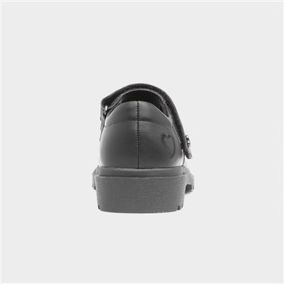 Violet Girls' Black School Shoe