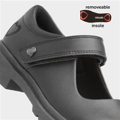 Violet Girls' Black School Shoe
