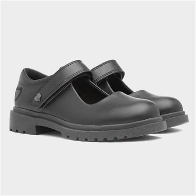 Violet Girls' Black School Shoe