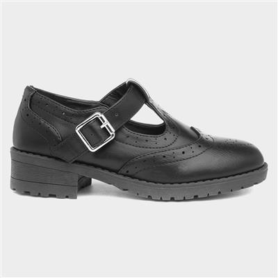 Girls T-Bar School Shoe in Black