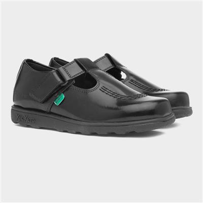 Fragma Girls Black Leather School Shoes
