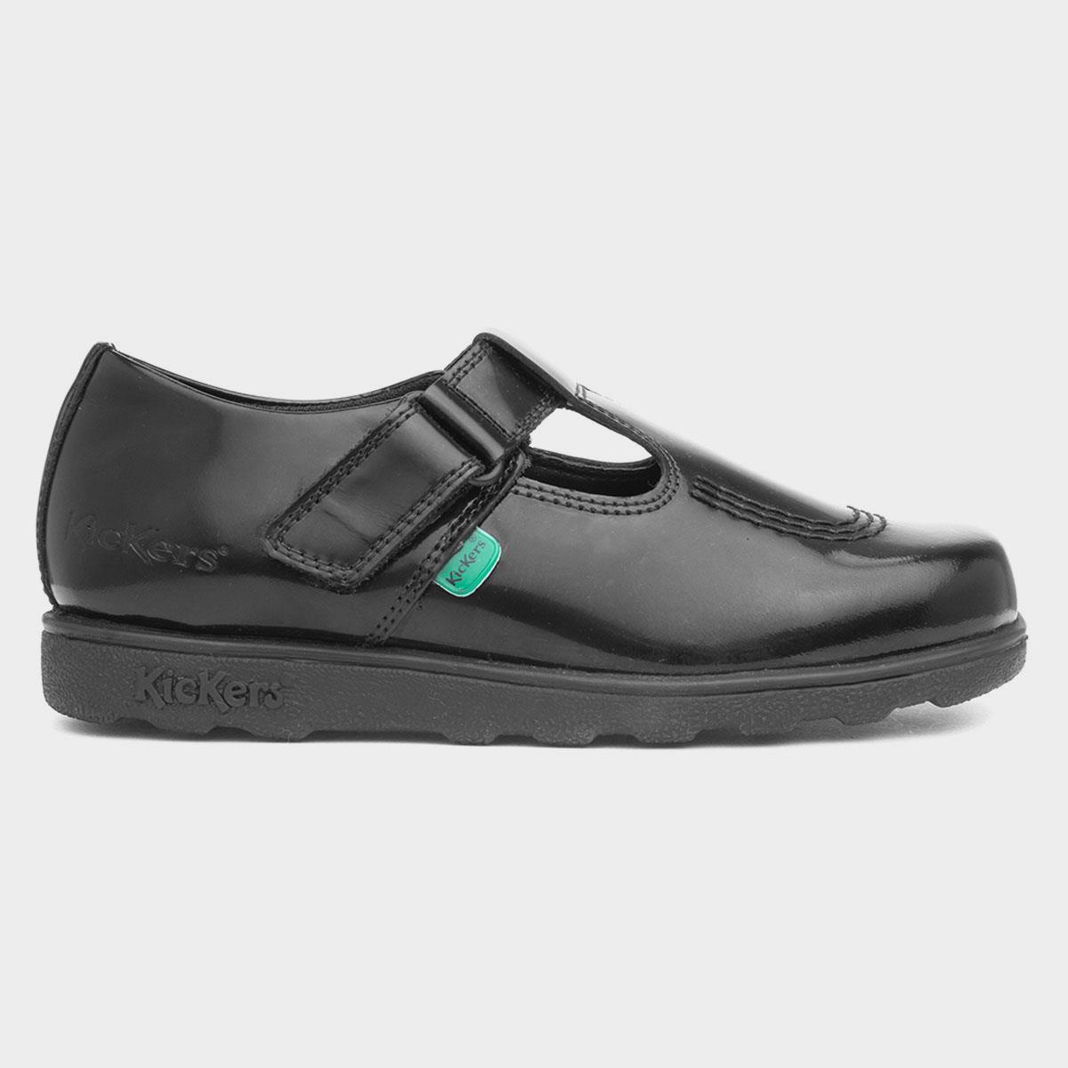 Fragma Girls Black Leather School Shoes