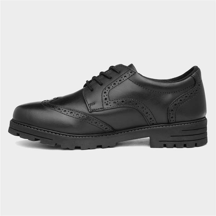 Hush Puppies Darcy Girls Black Leather Brogue-204043 | shoezone