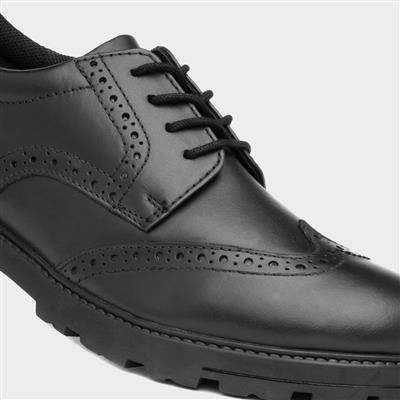 Darcy Girls Black Leather Brogue
