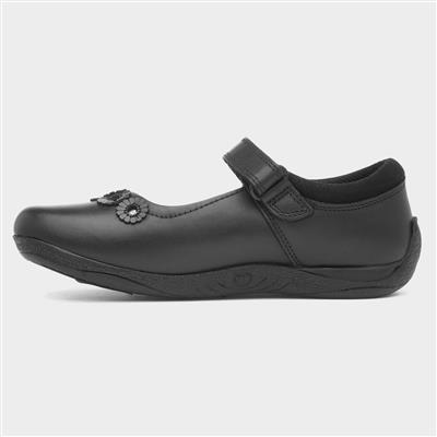 Christina Girls Black Leather Shoe