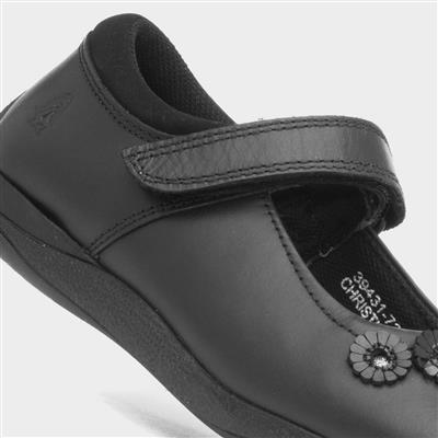 Christina Girls Black Leather Shoe