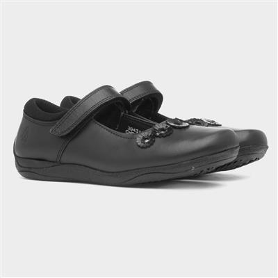 Christina Girls Black Leather Shoe