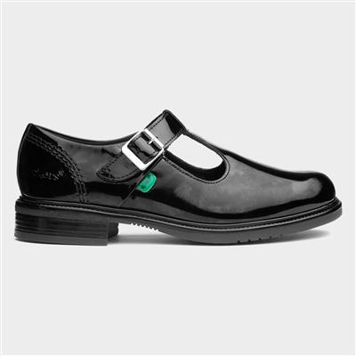 Lach Girls Black Patent Leather T-Bar