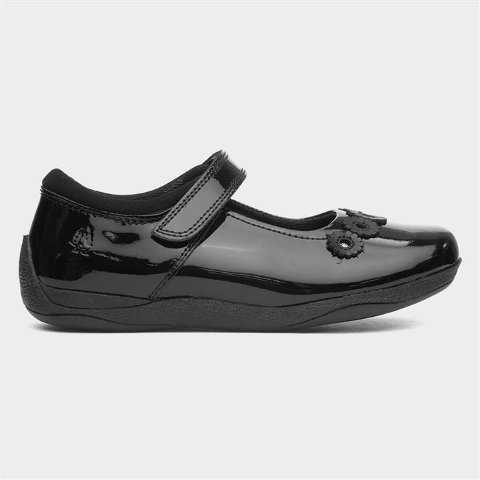 Hush Puppies Girls Black Christina ' Leather Shoe Size 2