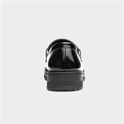 Girls Black Patent Heart Loafer