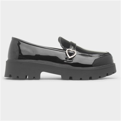 Bebe Girls Black Patent Chunky Loafer
