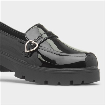 Bebe Girls Black Patent Chunky Loafer