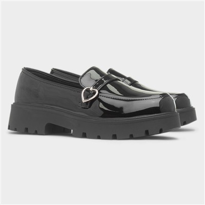 Bebe Girls Black Patent Chunky Loafer