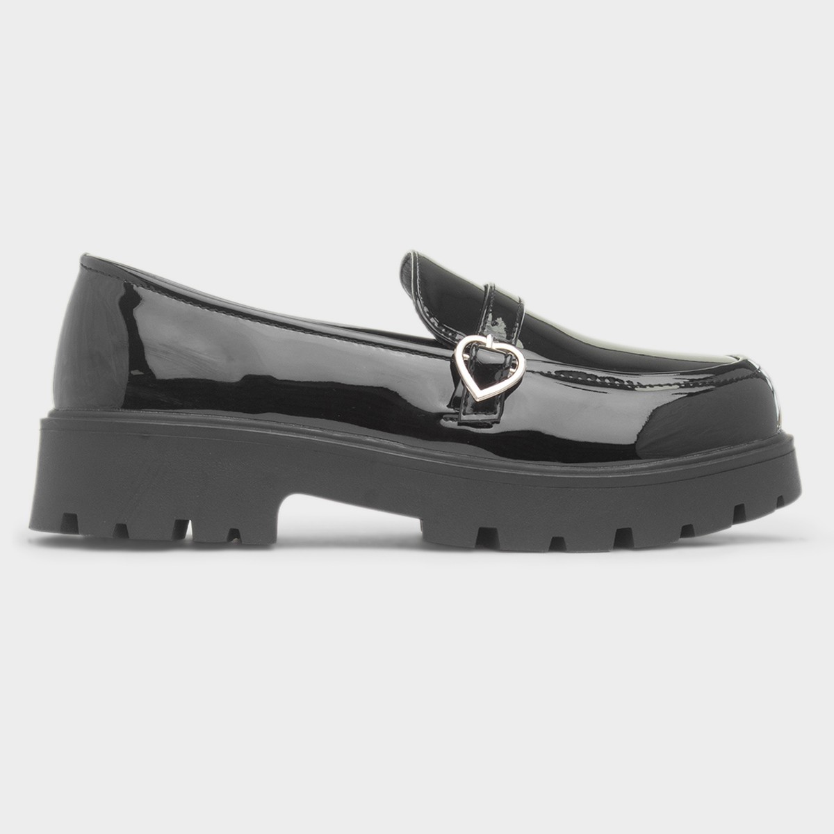 Bebe Girls Black Patent Chunky Loafer