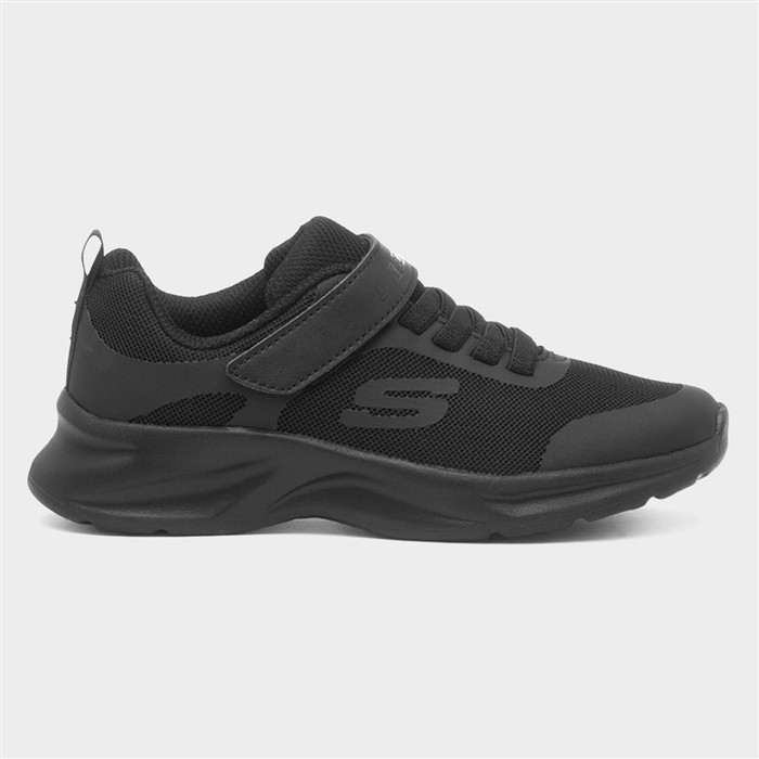 Skechers Girls Black Dynamatic Kids Easy Fasten Trainer Size 30