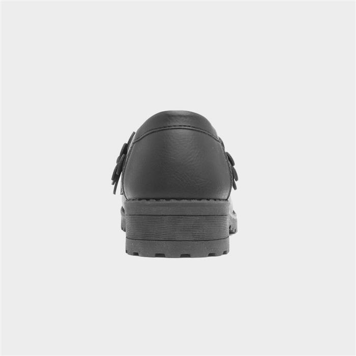 Girls Black Flower Loafer