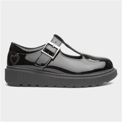 Holly Girls Black Patent T-Bar Shoe