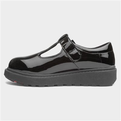 Holly Girls Black Patent T-Bar Shoe
