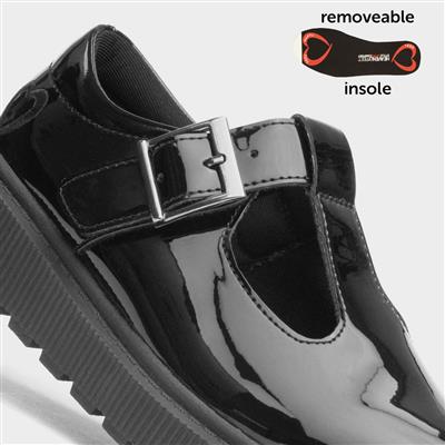 Holly Girls Black Patent T-Bar Shoe