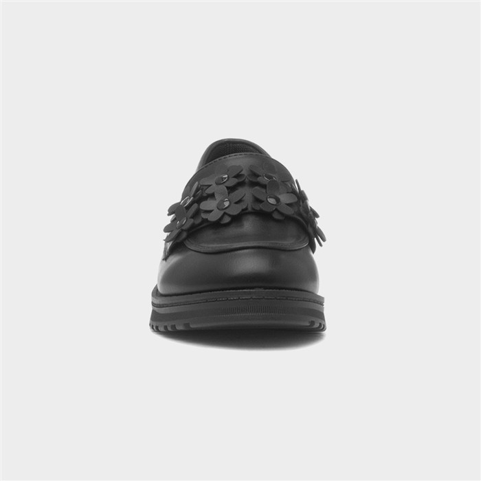 Girls Black Multi Flower Loafer