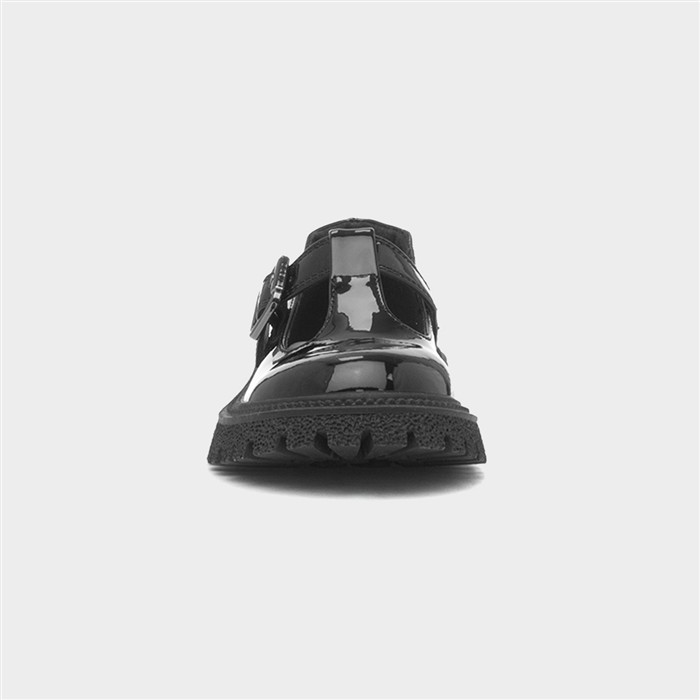 Girls Black Patent T-Bar School Shoe