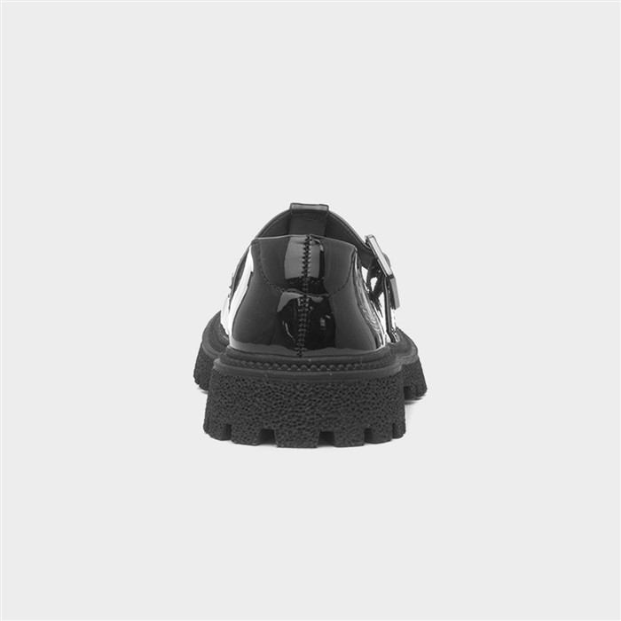 Girls Black Patent T-Bar School Shoe