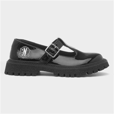 Girls Black Patent T-Bar School Shoe