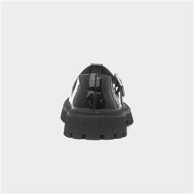 Girls Black Patent T-Bar School Shoe