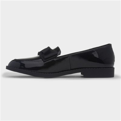 Iona Girls Black Patent Bow Loafer