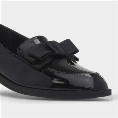 Iona Girls Black Patent Bow Loafer