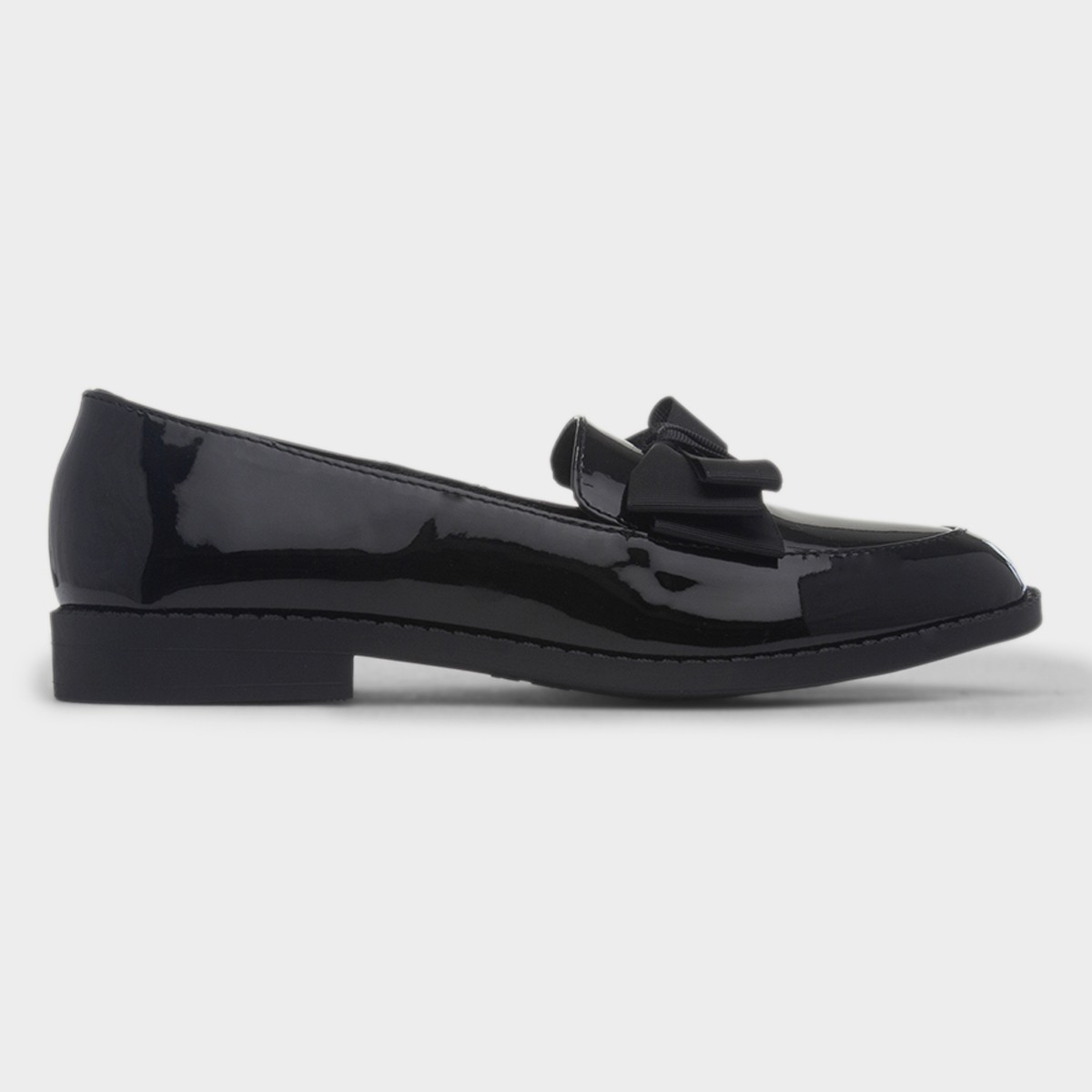 Iona Girls Black Patent Bow Loafer