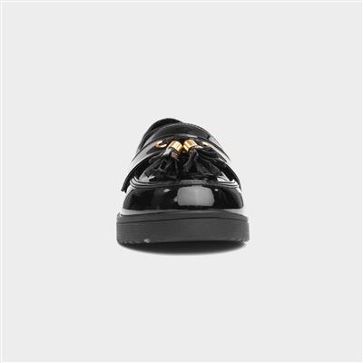 Tia Girls Black Patent Tassel Loafer