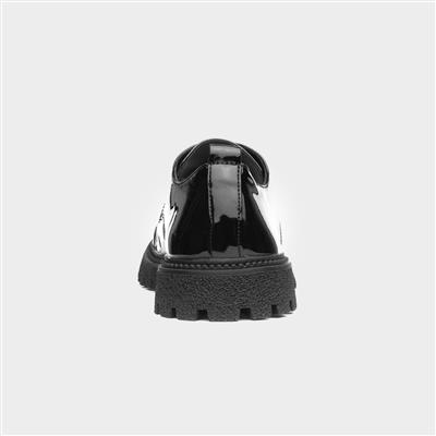 Girls Black Lace Up Patent Shoe