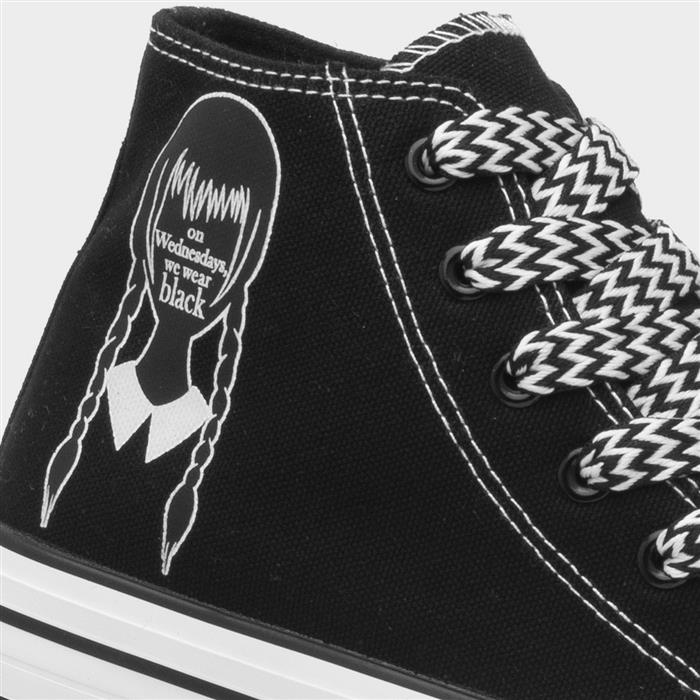Kids Black Platform Lace Up Canvas Shoe