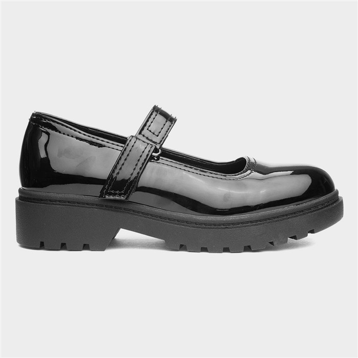 Gianna Girls Black Patent School Shoe