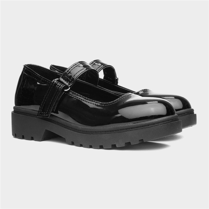 Gianna Girls Black Patent School Shoe