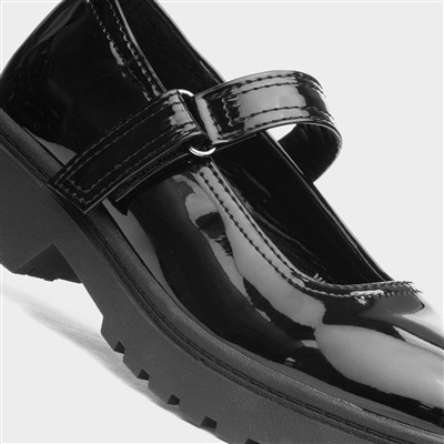 Gianna Girls Black Patent School Shoe