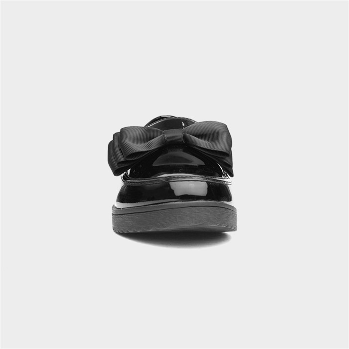 Tess Girls Jnr Black Patent Bow Loafer