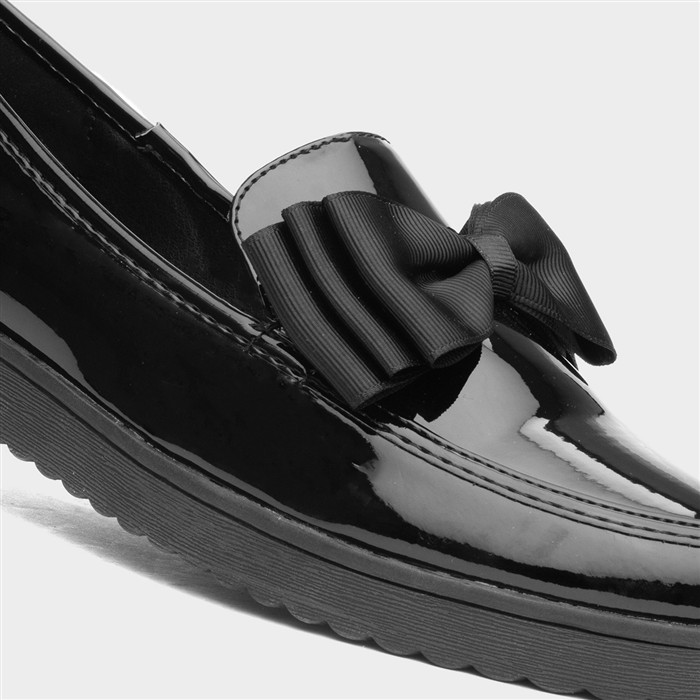 Tess Girls Jnr Black Patent Bow Loafer