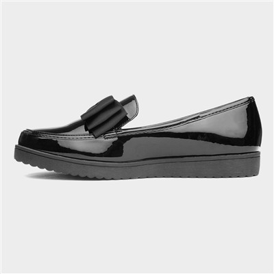 Tess Girls Jnr Black Patent Bow Loafer