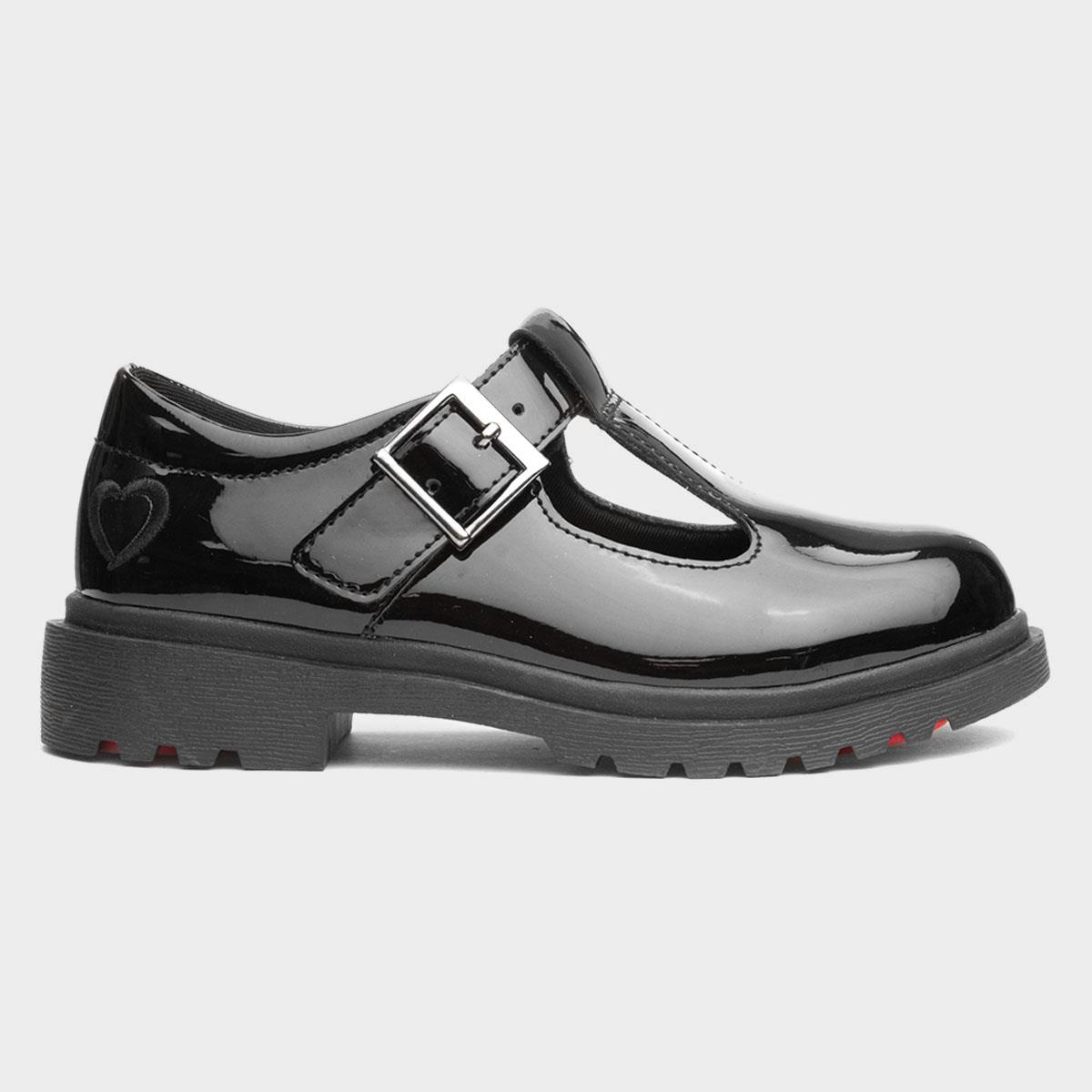 Blossom Girls Black T-Bar Shoe