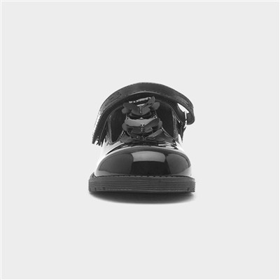 Girls Black Patent T-Bar School Shoe