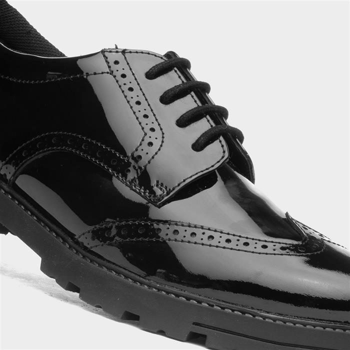 Darcy Girls Black Patent Brogue